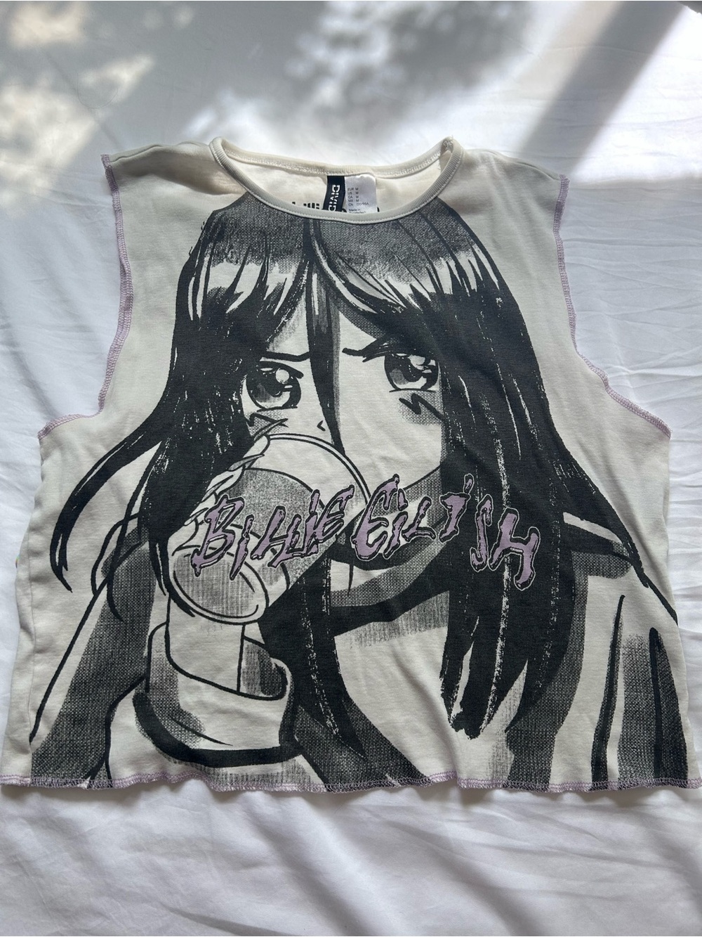 Divided Graphic Anime Billie Eilish Crop Tank